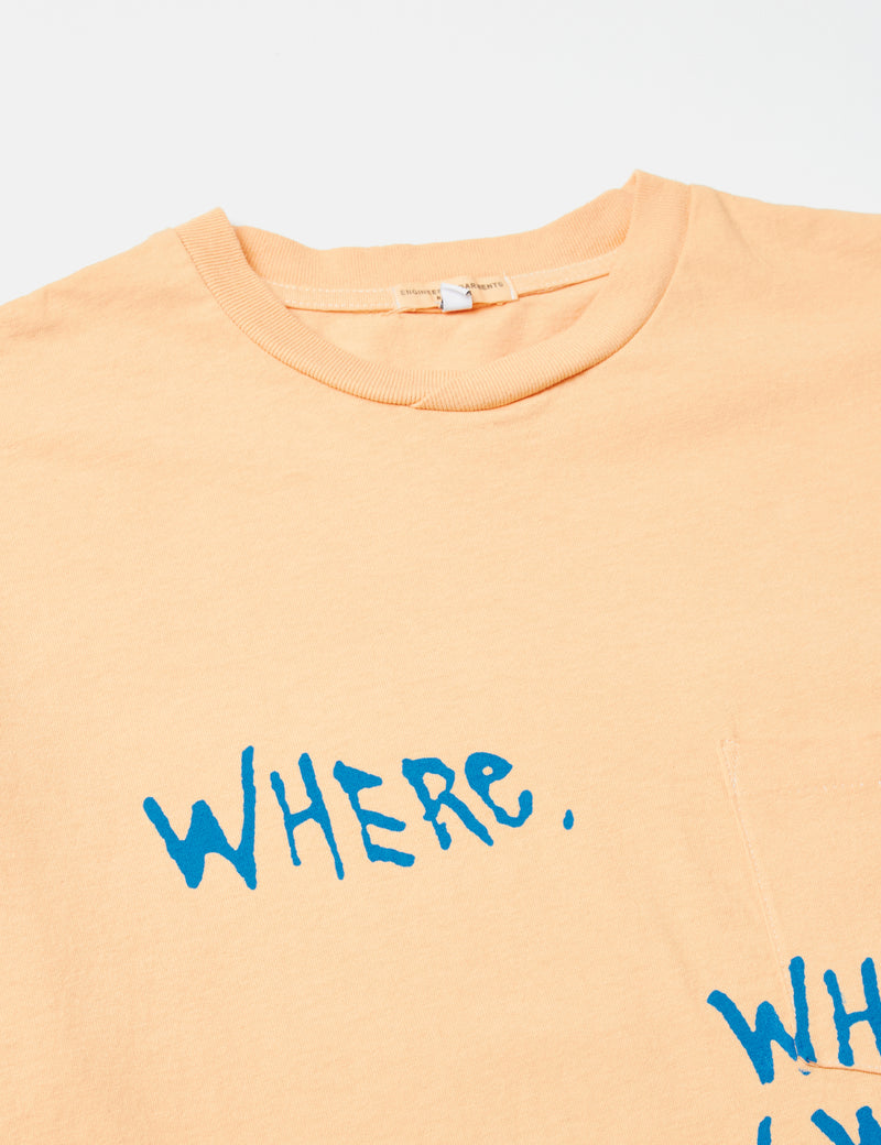 Engineered Garments Printed Cross Crew Neck T-Shirt - Peach Yellow