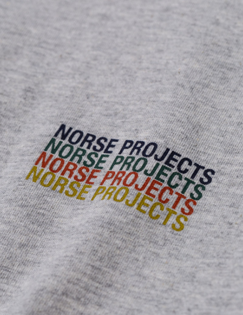 Norse Projects T-Shirt Niels Logo Stack - Gris Clair Melange