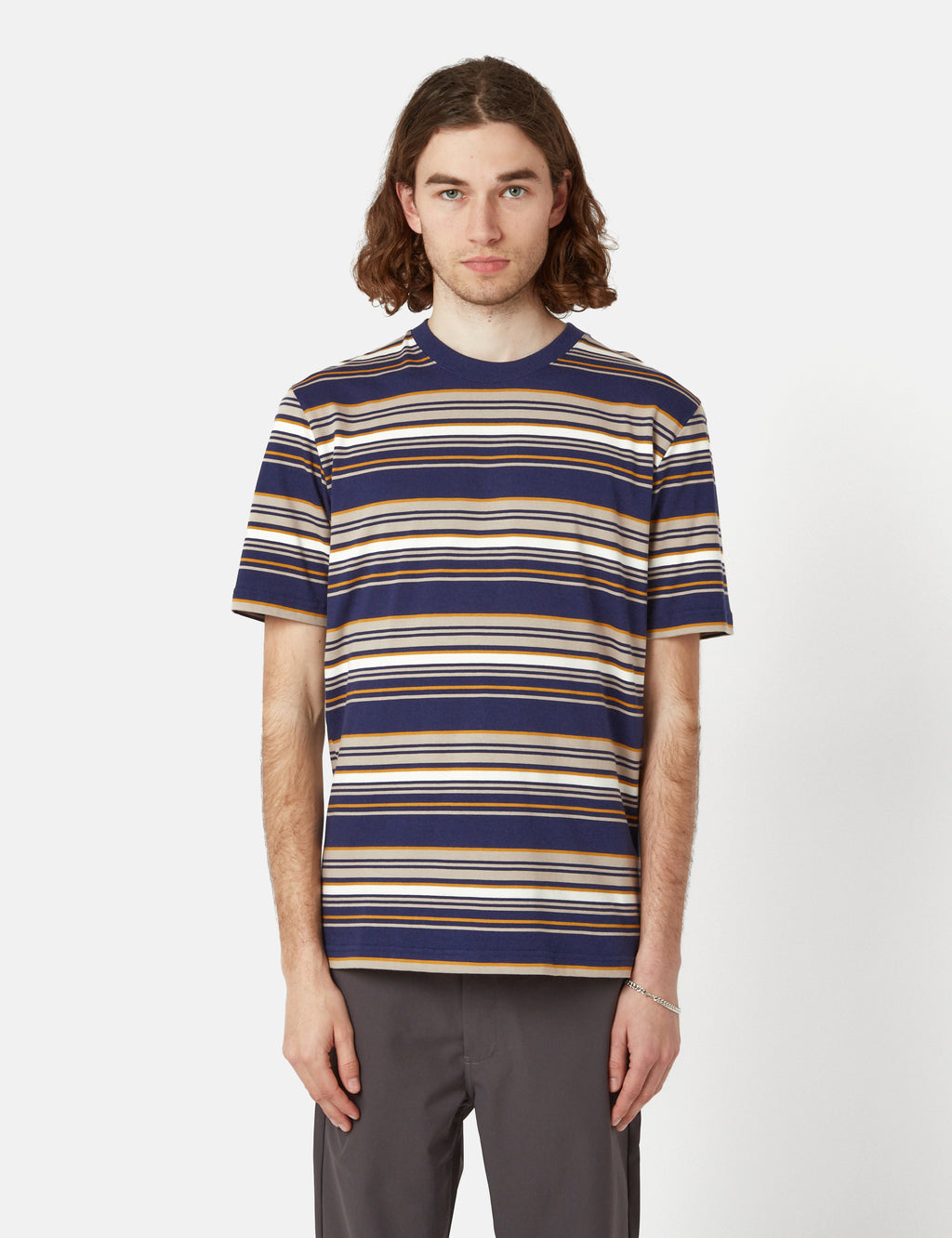 Norse Projects Johannes Weekend Stripe T-Shirt - Dark Navy I Article.