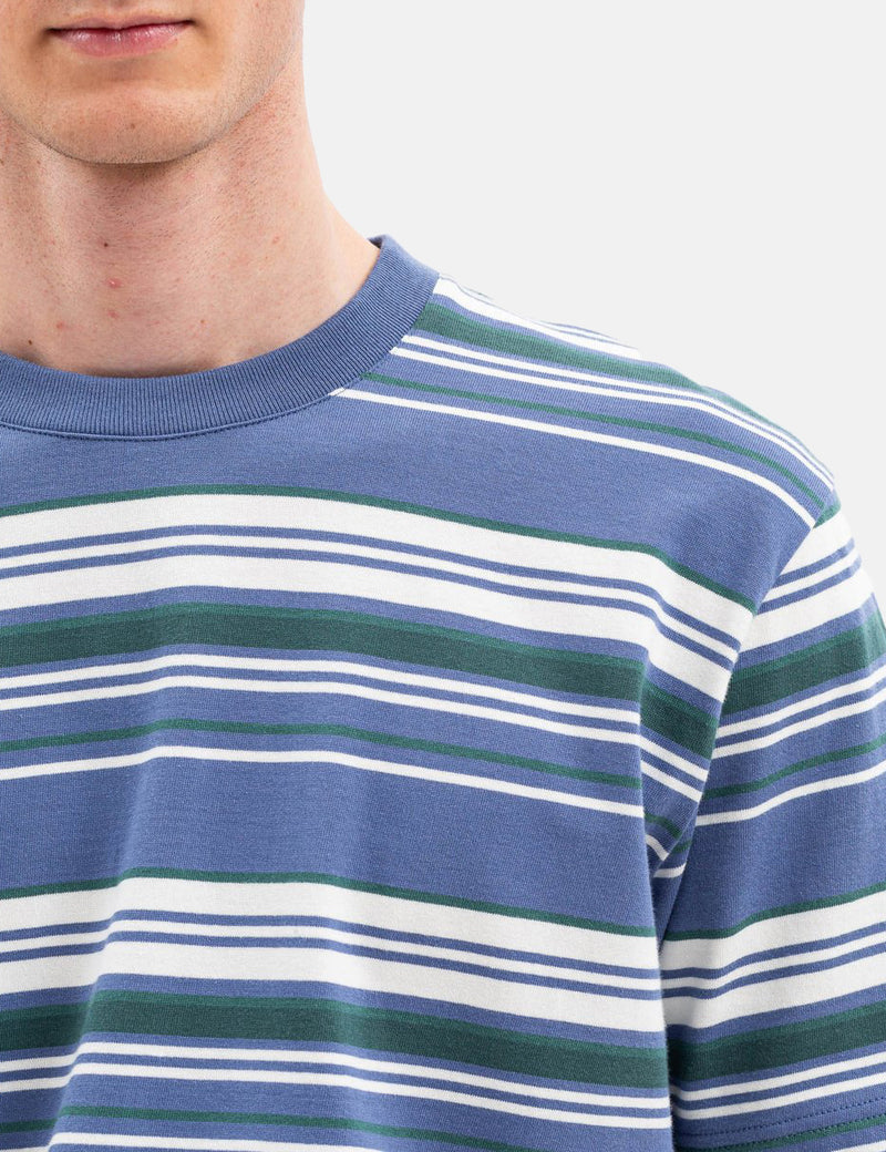 Norse Projects Johannes Weekend Stripe T-Shirt - Calcite Blue