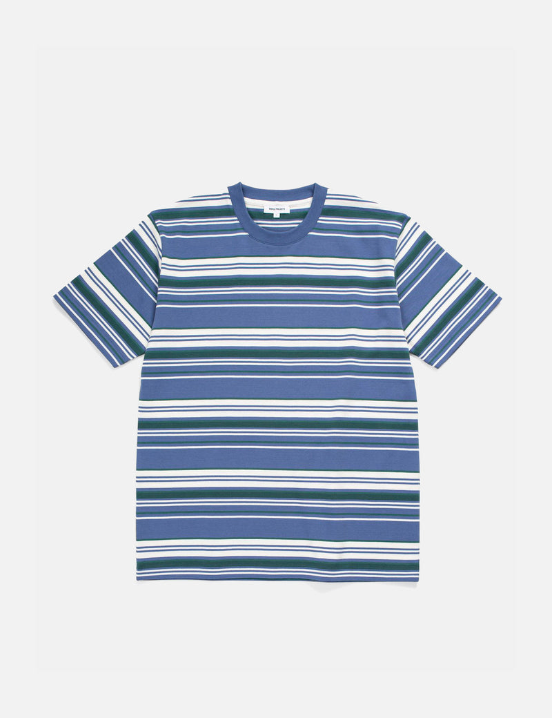 Norse Projects Johannes Weekend Stripe T-Shirt - Calcite Blue