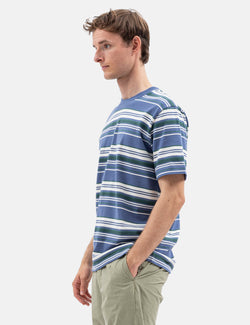 Norse Projects Johannes Weekend Stripe T-Shirt - Calcite Blue