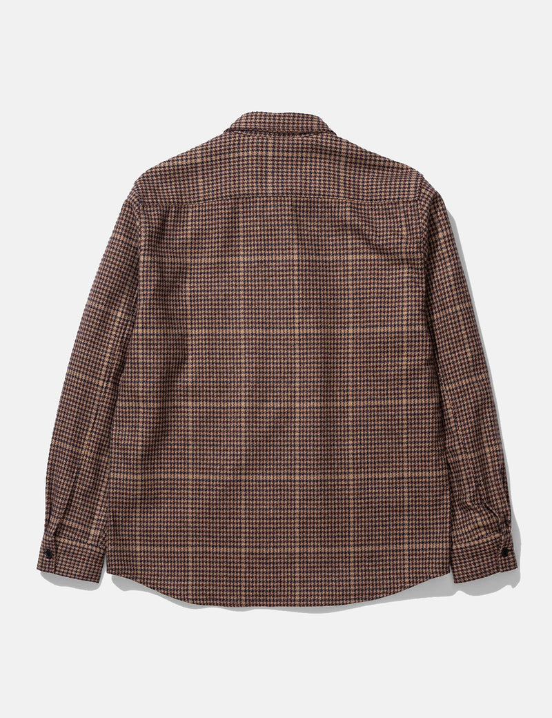 Norse Projects Elof Wool Shirt - Utility Khaki Check Marron