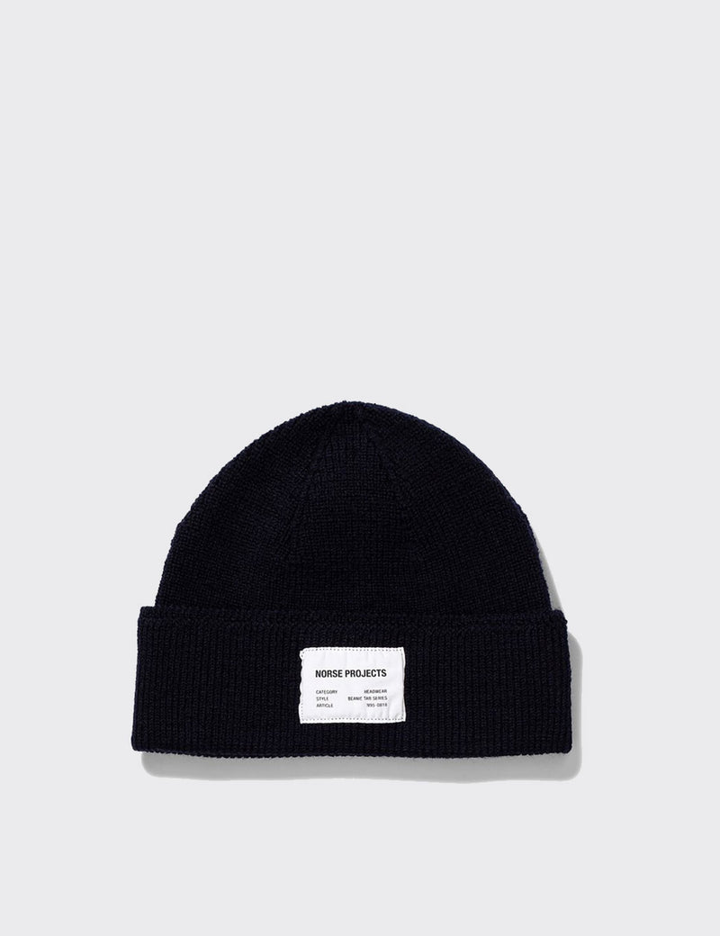 Norse Projects Watch Cap Tab Series Beanie - Dark Navy Blue