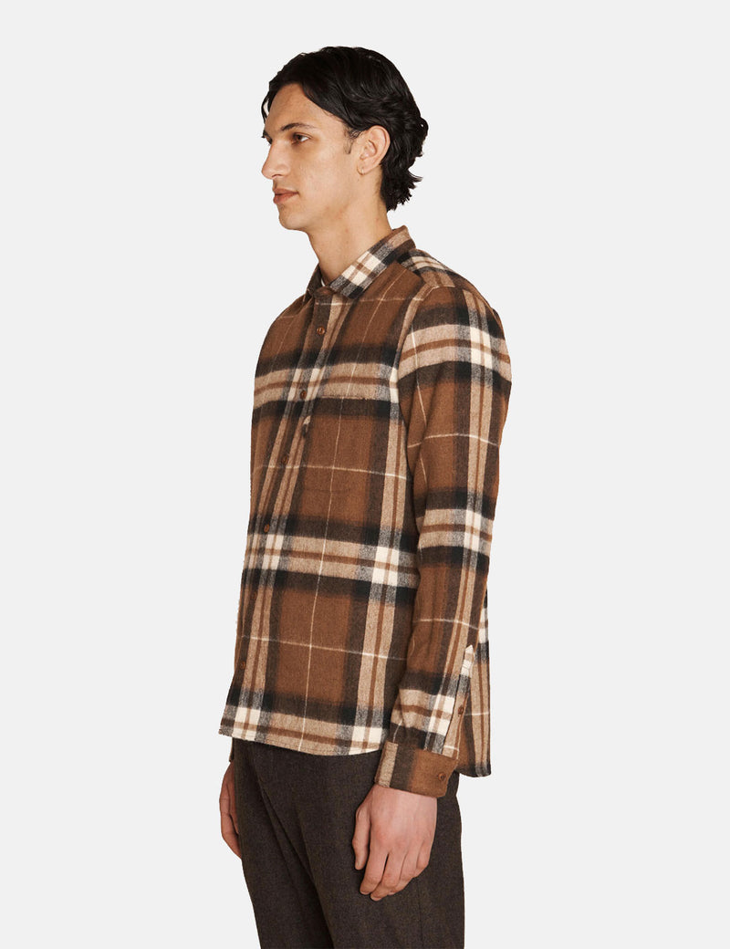 YMC Curtis Shirt (Wool Check) - Brown