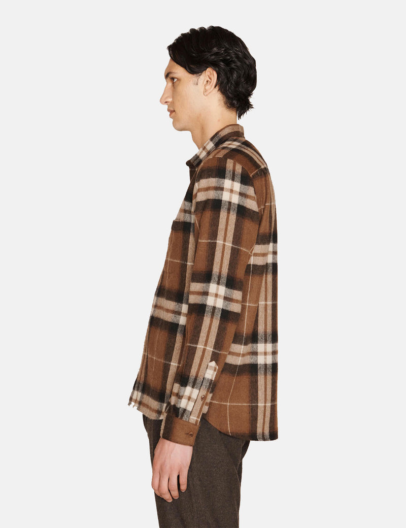 Chemise YMC Curtis (Laine Check) - Marron