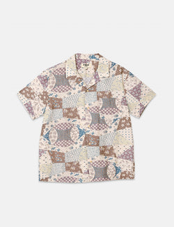 YMC Malick Short Sleeve Shirt (Patchwork) - Khaki