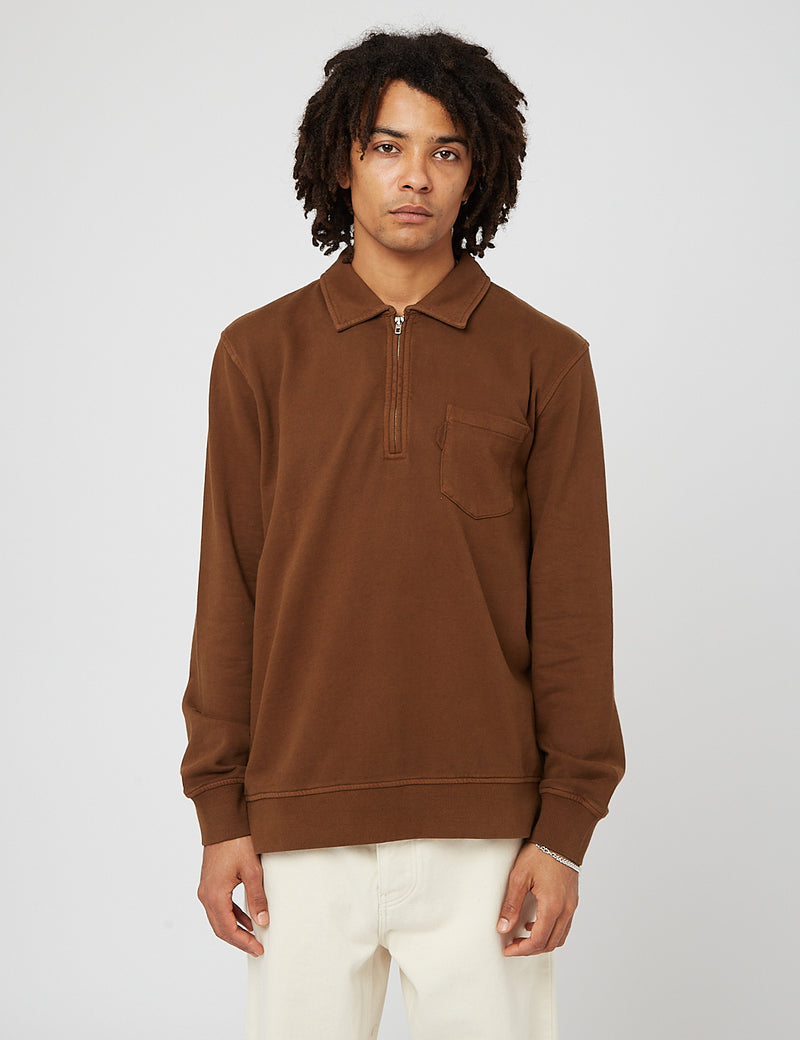 YMC Sugden Zip Sweatshirt - Brown I Article.