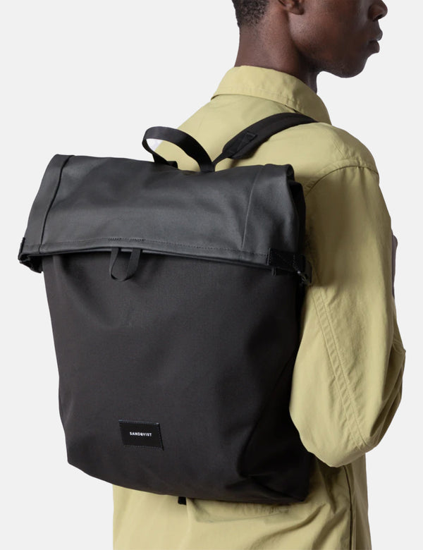 Sandqvist Alfred Rolltop Backpack (Polycotton) - Black