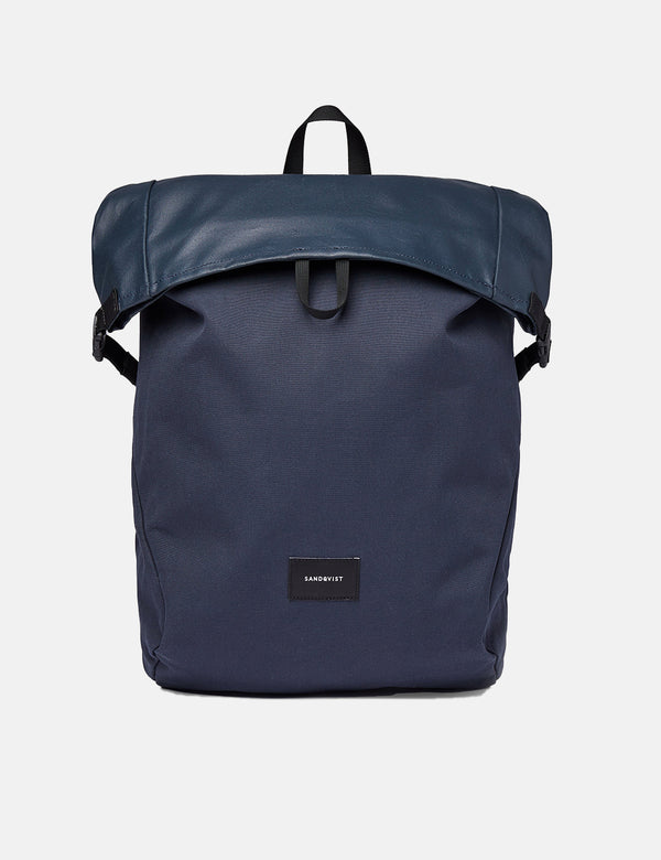 Sandqvist Alfred Rolltop Rucksack (Polycotton) - Marineblau/Schwarz