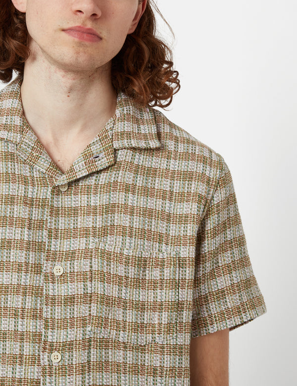 Corridor Rainbow Stripe Short Sleeve Shirt - Dusk Grey