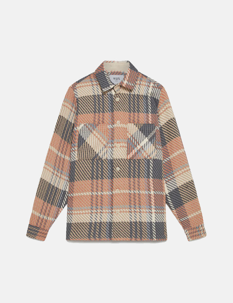 Wax London Whiting Overshirt (Madras Check) - Orange/Grey