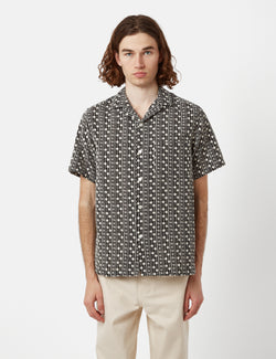 Portuguese Flannel Piros Short Sleeve Shirt - Black