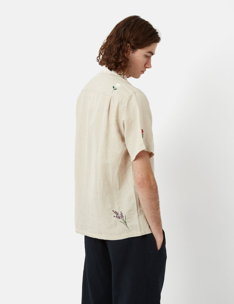 Chemise à manches courtes en flanelle portugaise pour le printemps - Écru