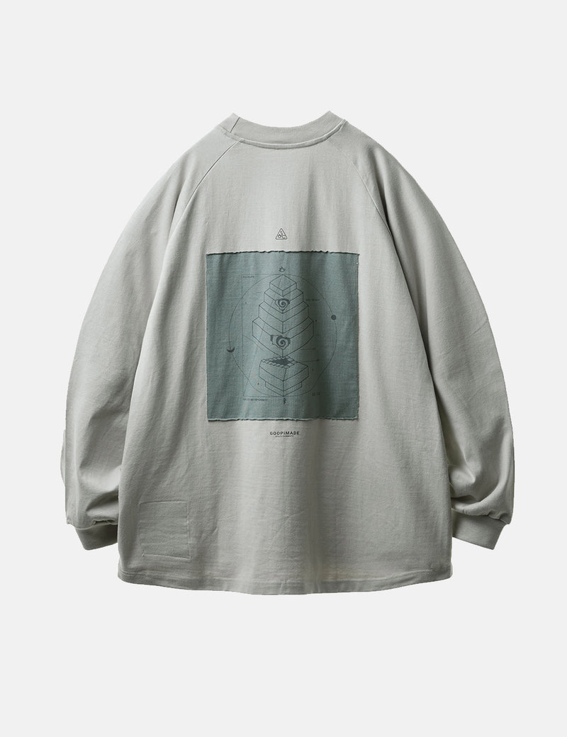 GOOPiMADE VM-T3 “Xedoc” Long Sleeve Graphic T-Shirt - Mist Grey