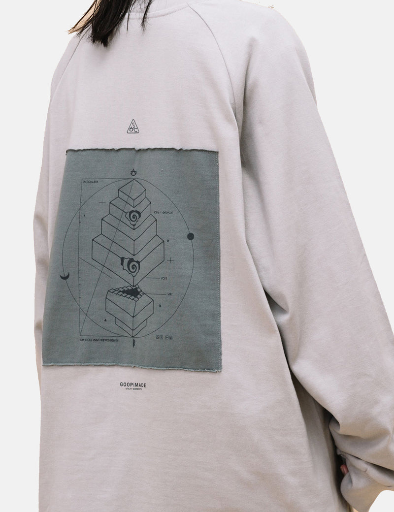 GOOPiMADE VM-T3 “Xedoc” Long Sleeve Graphic T-Shirt - Mist Grey